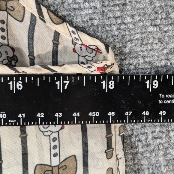 VTG SANRIO HELLO KITTY Print Blouse XL Sleeveless Lace Collar Sheer Tan Top - Picture 5 of 12